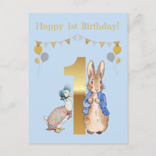 Carte Postale Peter le lapin avec Jemima Premier anniversaire