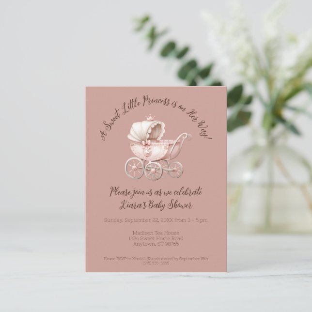 Carte Postale Petit Baby shower princesse sucré (Debout devant)