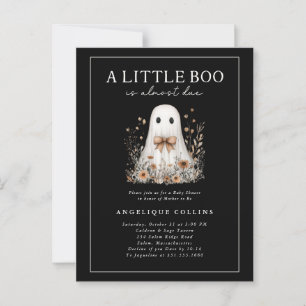 Carte Postale Petit Boo mignon Ghost Bow Baby shower Fleur sauva