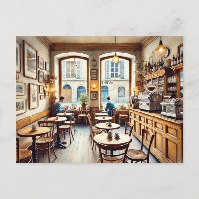 Carte Postale Petit café à Genève Suisse (Devant)