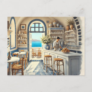 Carte Postale Petit café à Santorin