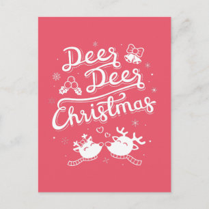 Carte postale Petit Cerf Noël Typographie Pun