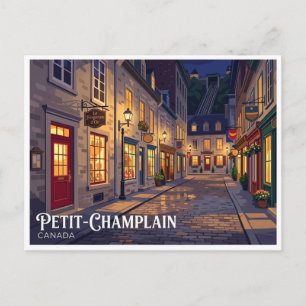 Carte Postale Petit-Champlain la nuit Québec Canada
