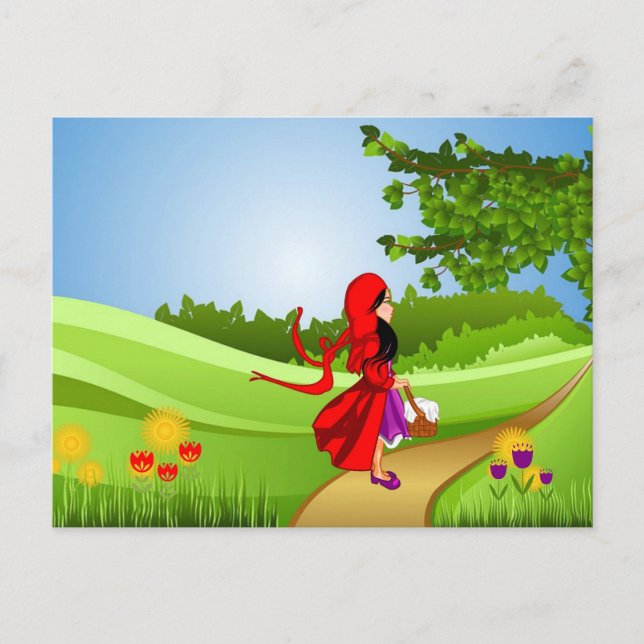 Carte Postale Petit chaperon rouge à pied (Devant)