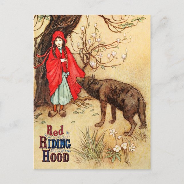 Carte Postale Petit chaperon rouge et Big Bad Wolf (Devant)