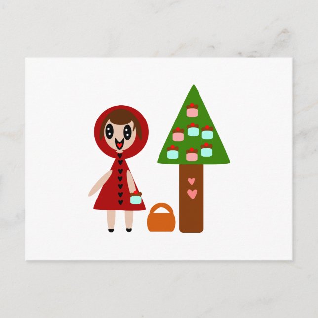 Carte Postale Petit chaperon rouge et Cupcake Tree (Devant)