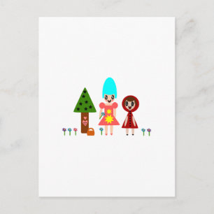 Carte Postale Petit chaperon rouge et grand-mère au milieu du dé