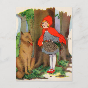 Carte Postale Petit chaperon rouge et loup
