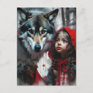 Carte Postale Petit chaperon rouge et loup