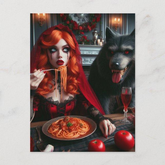 Carte Postale Petit Chaperon Rouge Fantastique Sombre  (Devant)