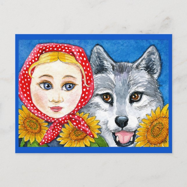 Carte Postale Petit Chaperon Rouge, Grand Mauvais Loup (Devant)