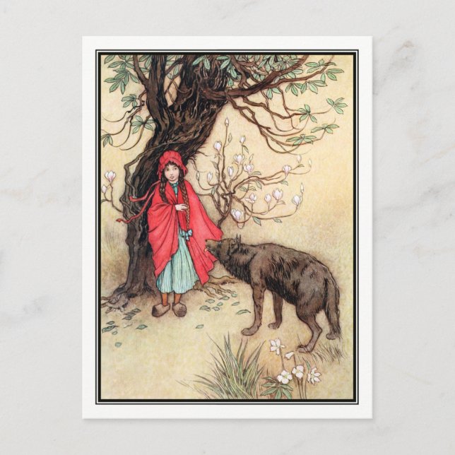 Carte Postale Petit chaperon rouge par Warwick Goble (Devant)
