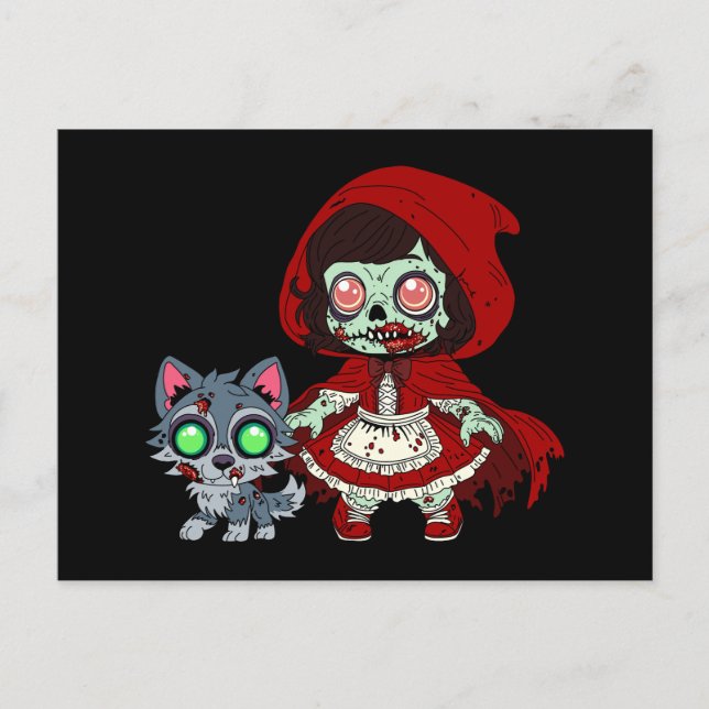 Carte Postale Petit Chaperon Rouge zombie (Devant)
