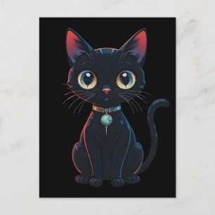 Carte Postale Petit Chat Noir Effrayant