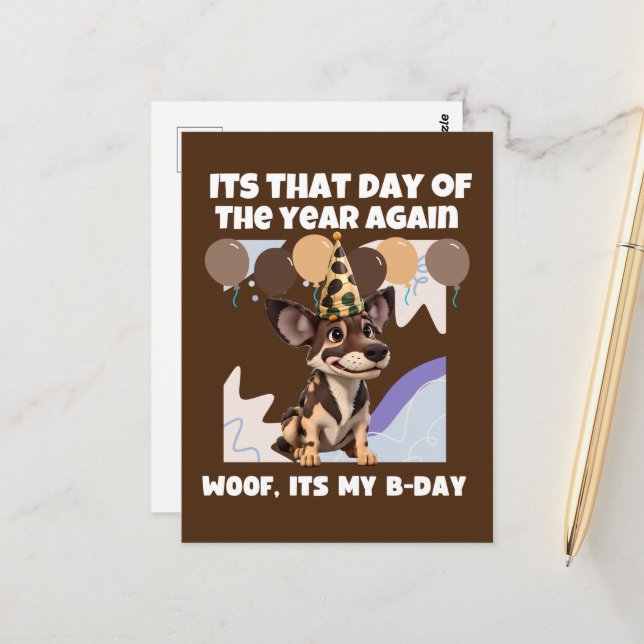 Carte Postale Petit Chien d'Afrique b jour brun (Devant/Arrière en situation)