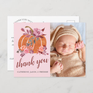 Carte Postale Petit Citrouille Rustique Baby shower d'automne Me