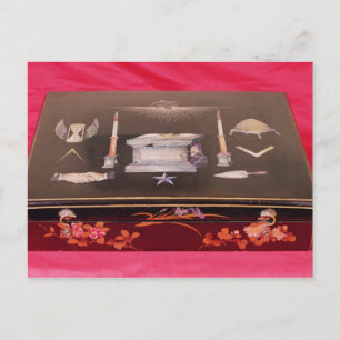 Carte Postale Petit coque en bois, avec symboles de la franc-maç