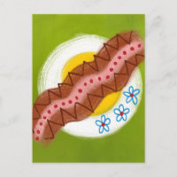 Carte postale petit-déjeuner Bacon et œufs