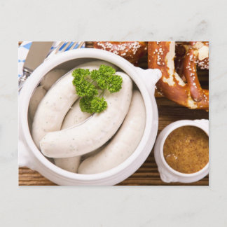 Carte Postale Petit-déjeuner bavarois weisswurst