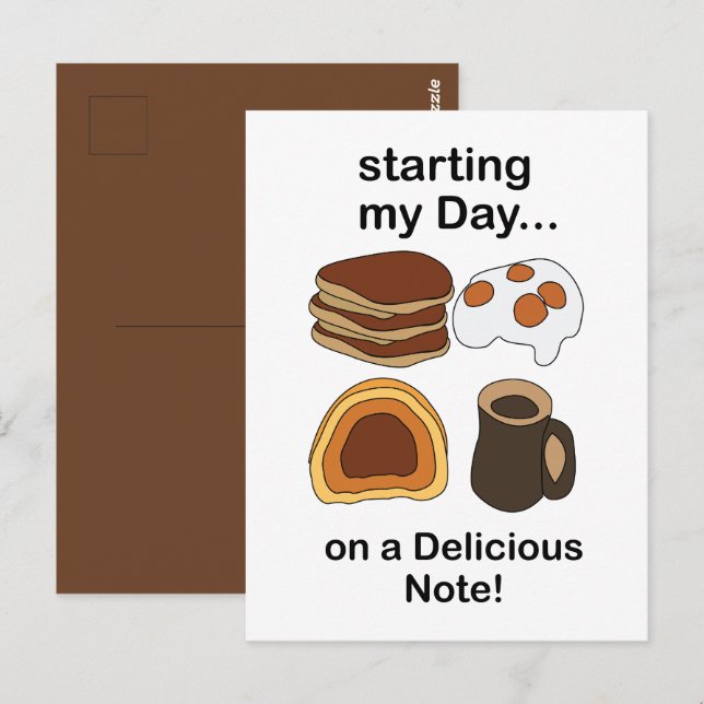 Carte Postale Petit déjeuner : commencer ma journée sur une note (Devant / Derrière)