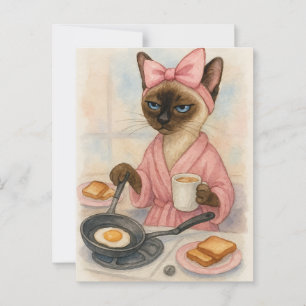 Carte Postale Petit-déjeuner cuisine chat délicieux !