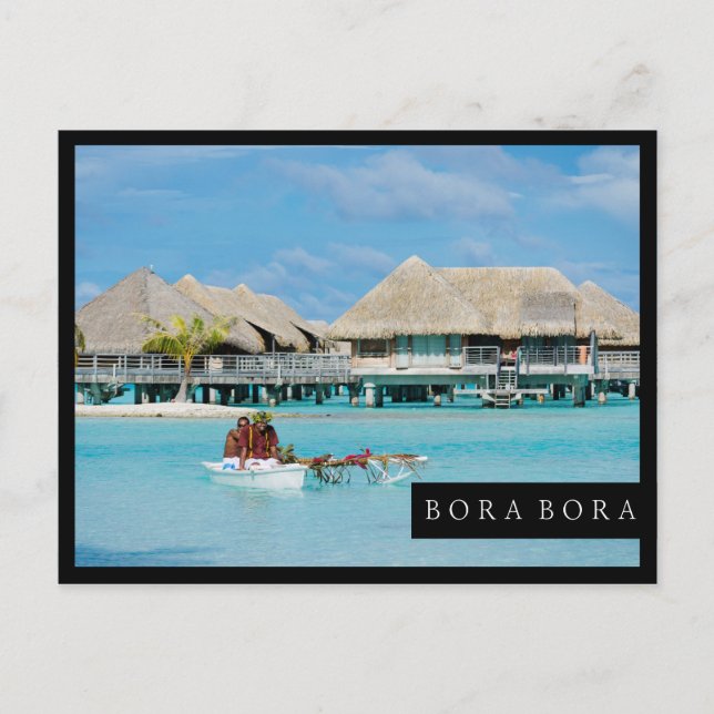 Carte Postale Petit déjeuner de style Bora Bora service en canoë (Devant)