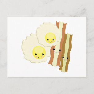 Carte Postale petit déjeuner kawaii heureux
