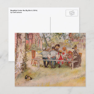 Carte Postale Petit-déjeuner sous le big Birch par Carl Larsson