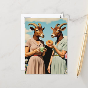 Carte Postale Petit déjeuner surréaliste de chèvre