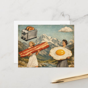 Carte Postale Petit déjeuner surréaliste unique pour femme Bacon