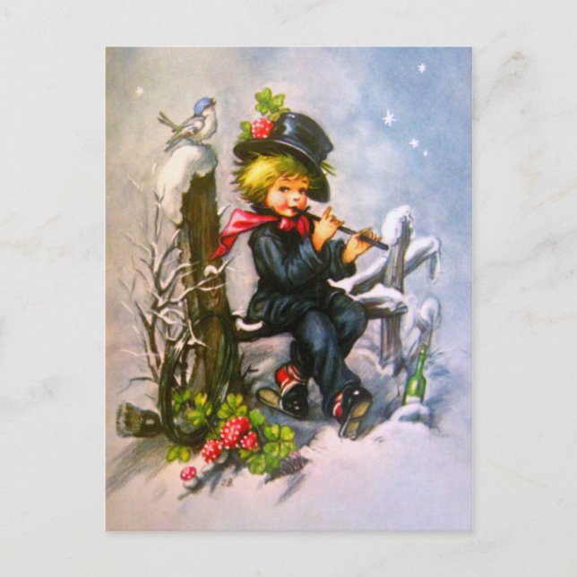 Carte Postale Petit garçon avec Flûte (Devant)