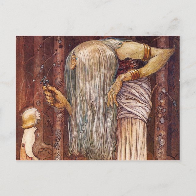 Carte Postale Petit garçon recevant Troll Herb (Devant)