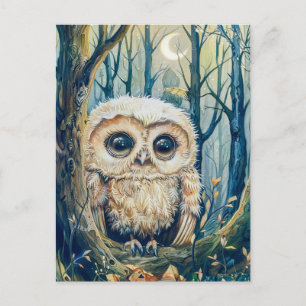 Carte Postale Petit hibou en Branche à Half Moon