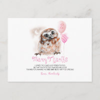 Petit hibou Merci d'anniversaire