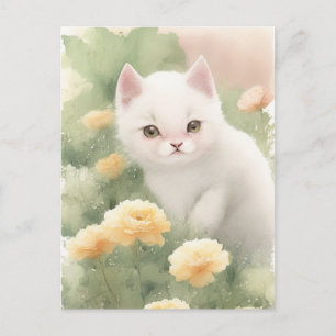 Carte Postale Petit Kitten blanc