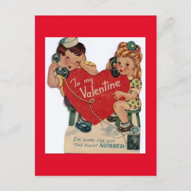Carte Postale Petit marin mignon au téléphone avec la Valentine (Devant)