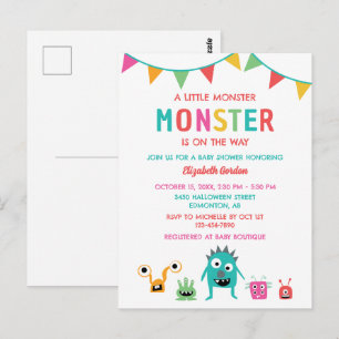 Carte Postale Petit monstre à la Baby Shower Halloween