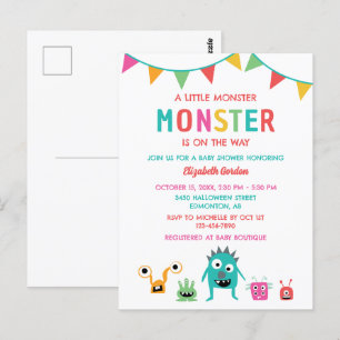 Carte Postale Petit Monstre en chemin Baby shower Halloween