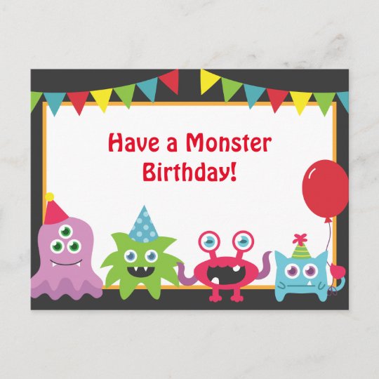 Carte Postale Petit Monstre Mignon Joyeux Anniversaire Zazzle Fr