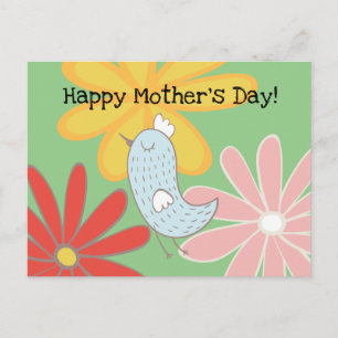Carte Postale Petit Oiseau Dans Un Jardin De Fleurs
