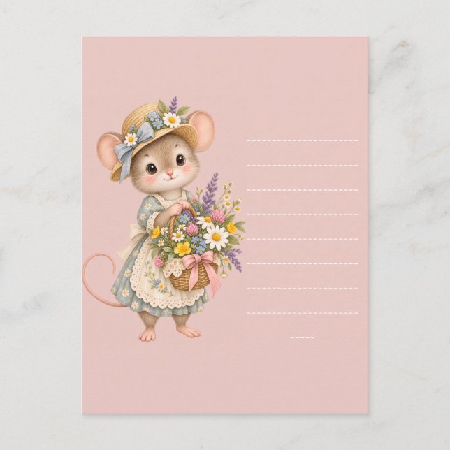 Carte Postale Petit Panier de Fleurs Sauvages de Souris (Devant)