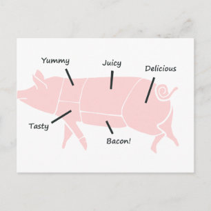 Carte Postale Petit Piggie Rose avec Étiquettes savoureux