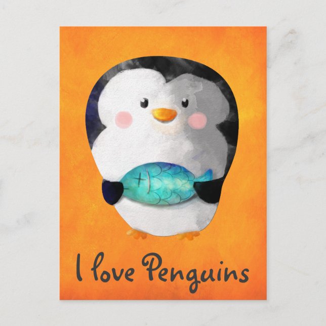 Carte Postale Petit Pingouin mignon (Devant)