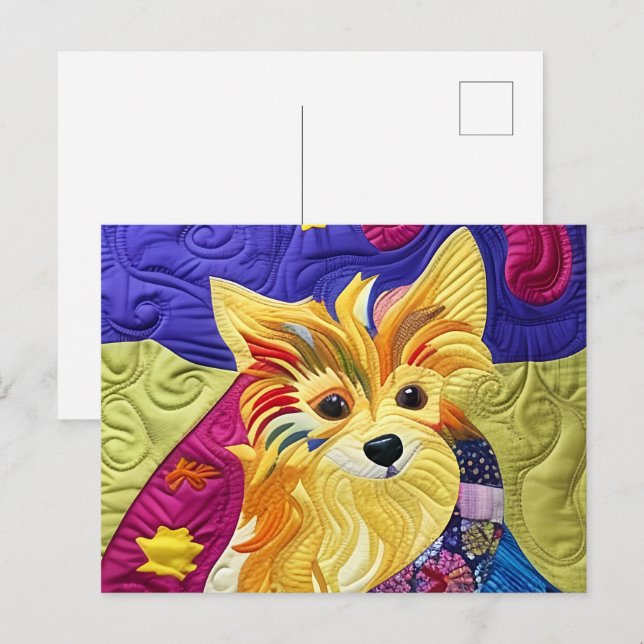 Carte Postale Petit Pom Puppy Quilt Comme Design (Devant / Derrière)