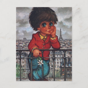 Carte Postale Petit Poulbot à la fleur