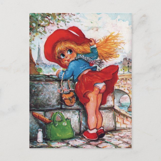 Carte Postale Petit Poulbot en jupe (Devant)