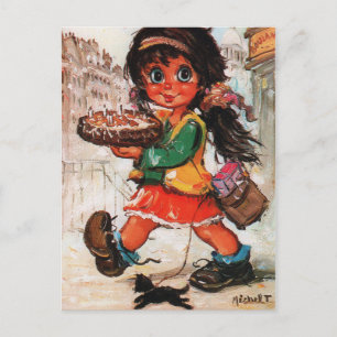 Carte Postale Petit Poulbot gâteau anniversaire