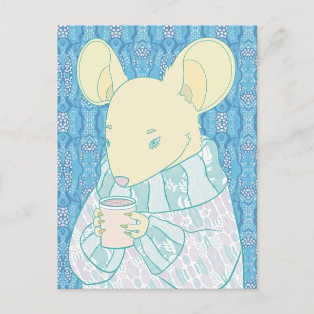 Carte Postale Petit Rat Confortable (Devant)