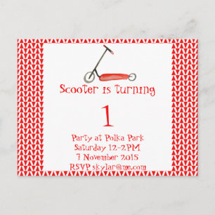 Carte Postale Petit Scooter rouge et anniversaire de Pennant enf