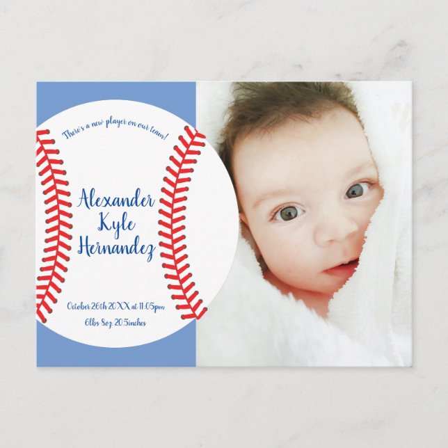 Carte Postale Petit Slugger Baseball Baby Faire-part de naissanc (Devant)